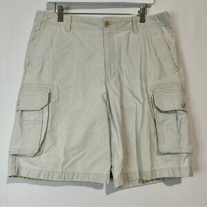 IZOD Men’s Casual Cargo Shorts Off White Size 34 FLAW
